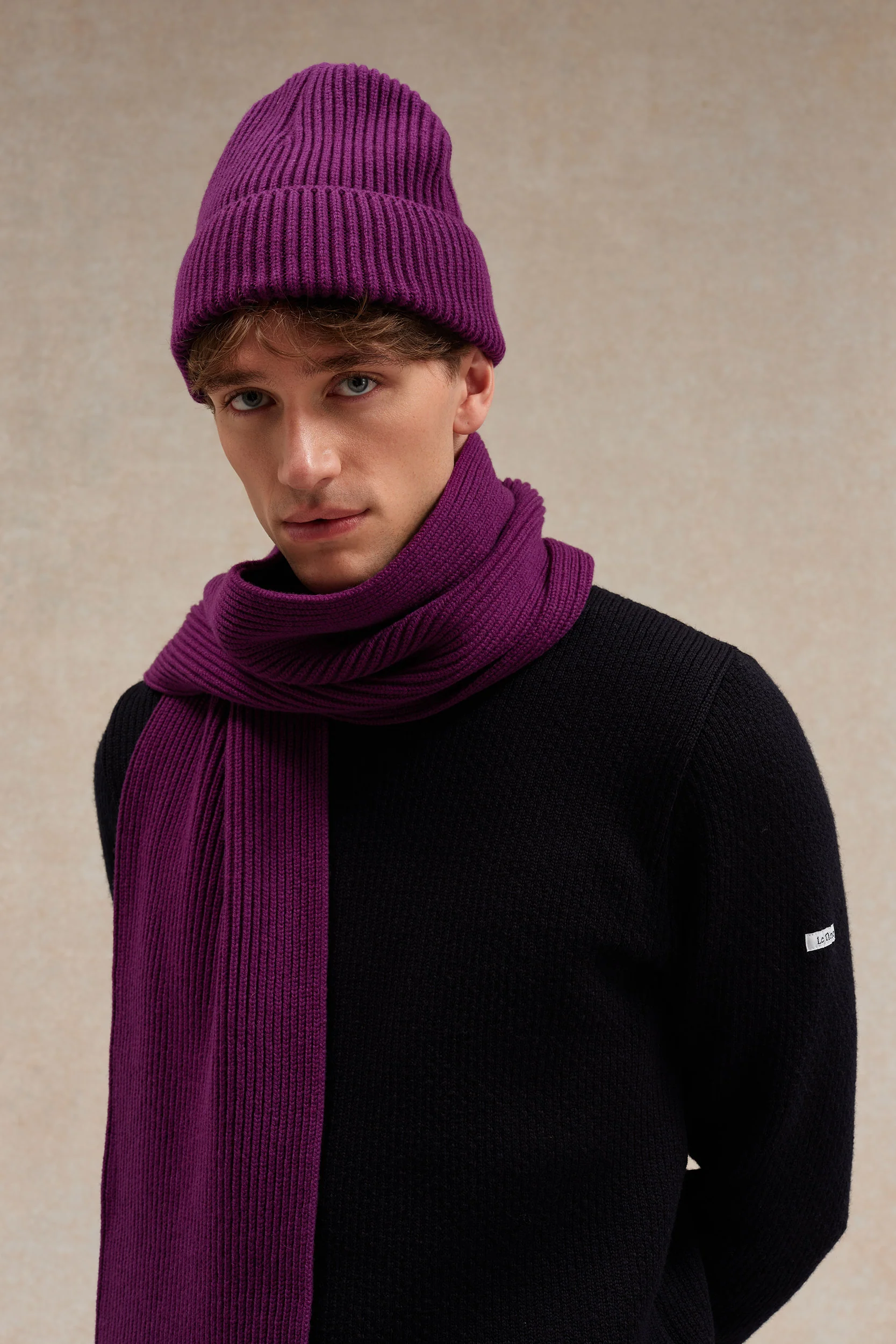 Bonnet extra doux mixte prune - Image 3