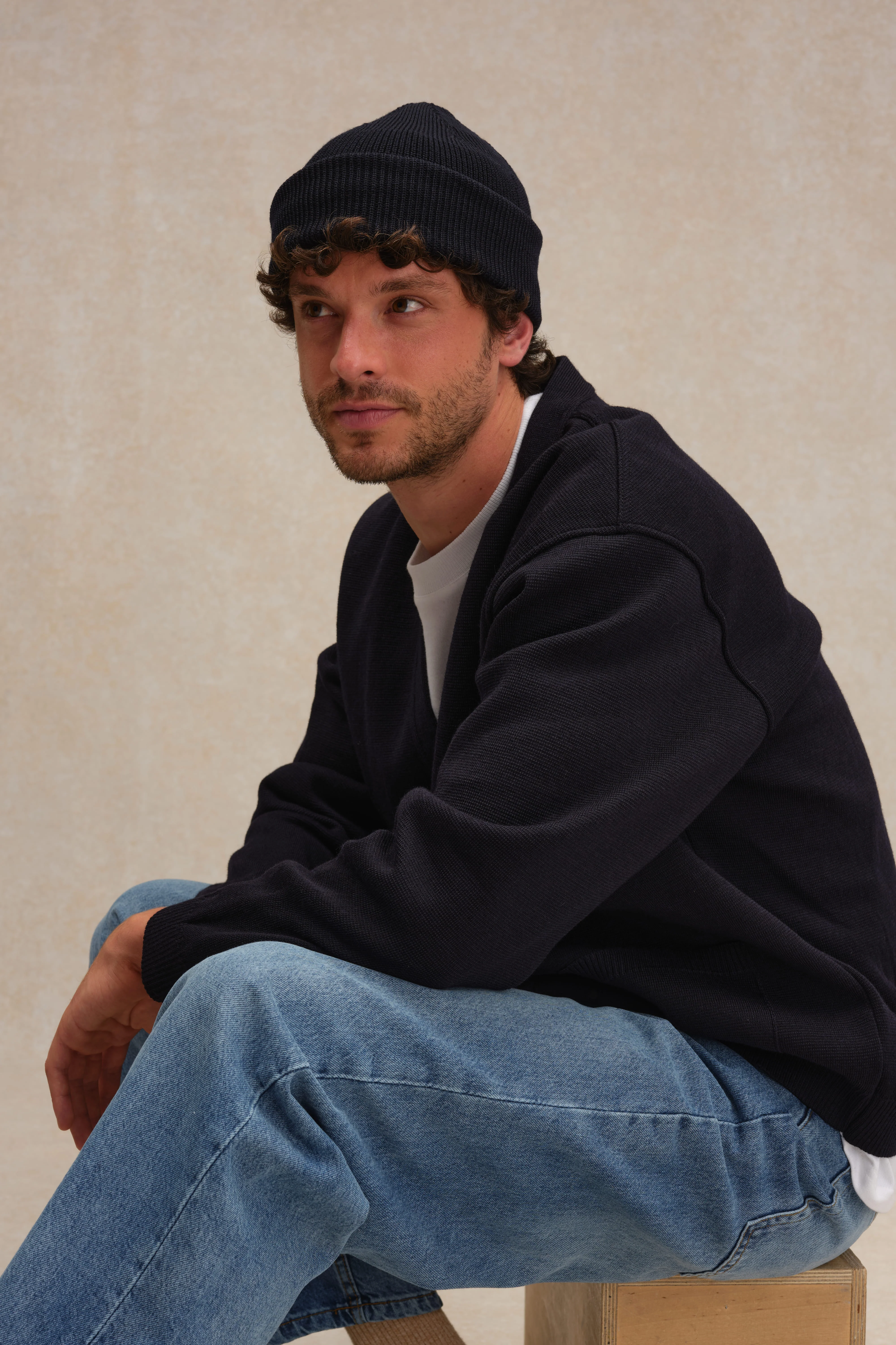 Cardigan bleu marine en maille Milano pour homme - Image 3