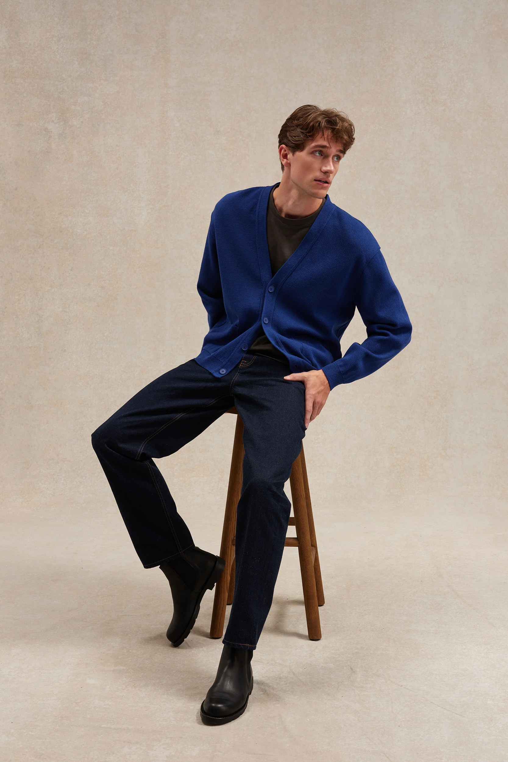 Cardigan bleu roi en maille Milano pour homme - Image 4