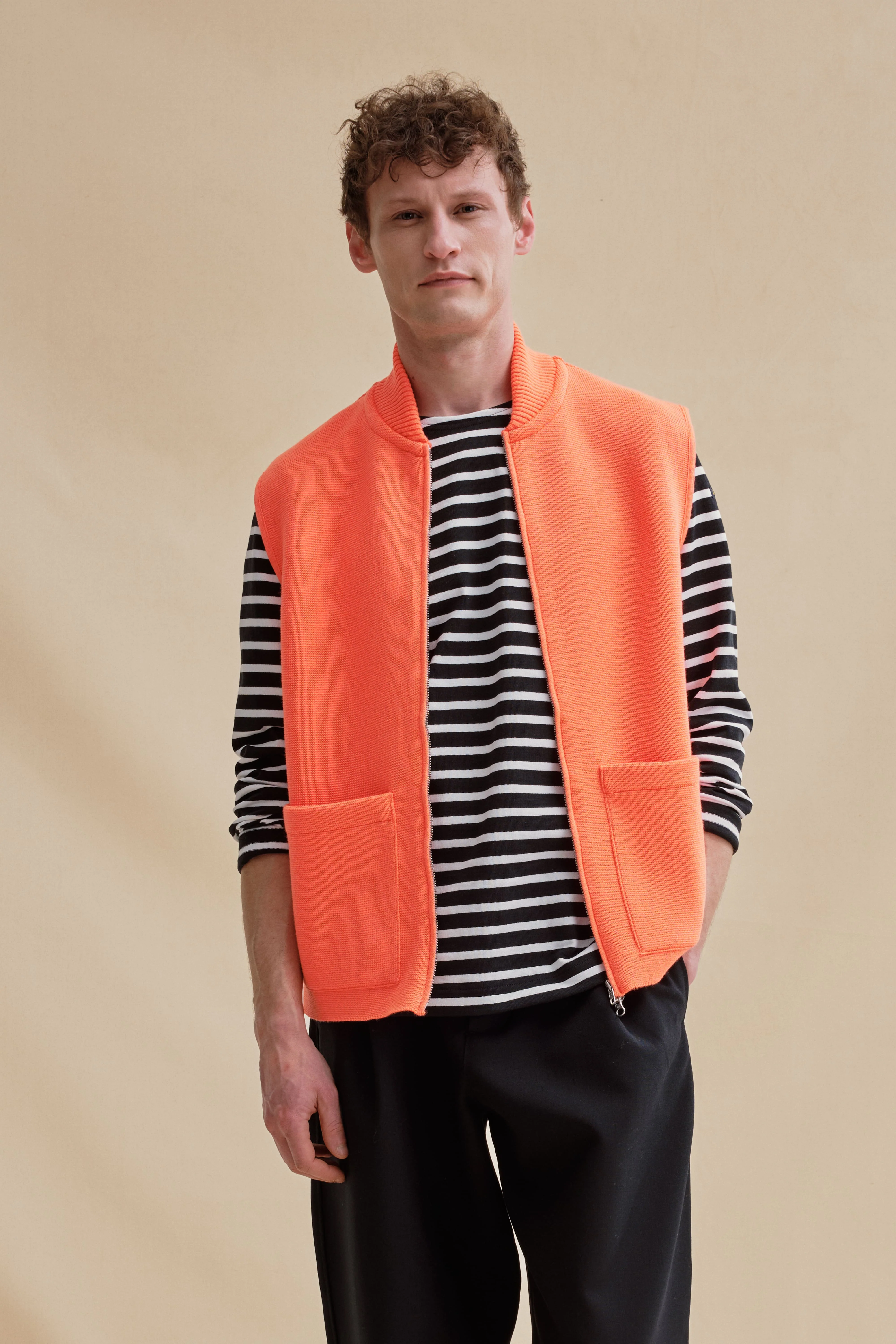 Gilet zippé orange Milano pour homme - Image 4