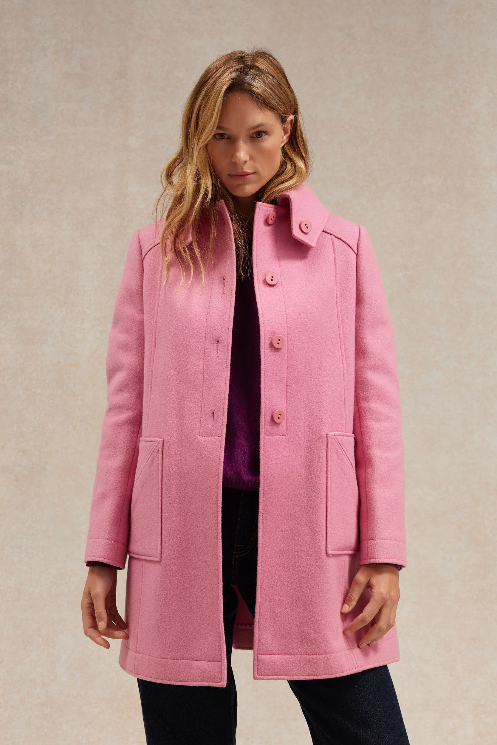 Manteau rose 1976 en laine et cachemire pour femme