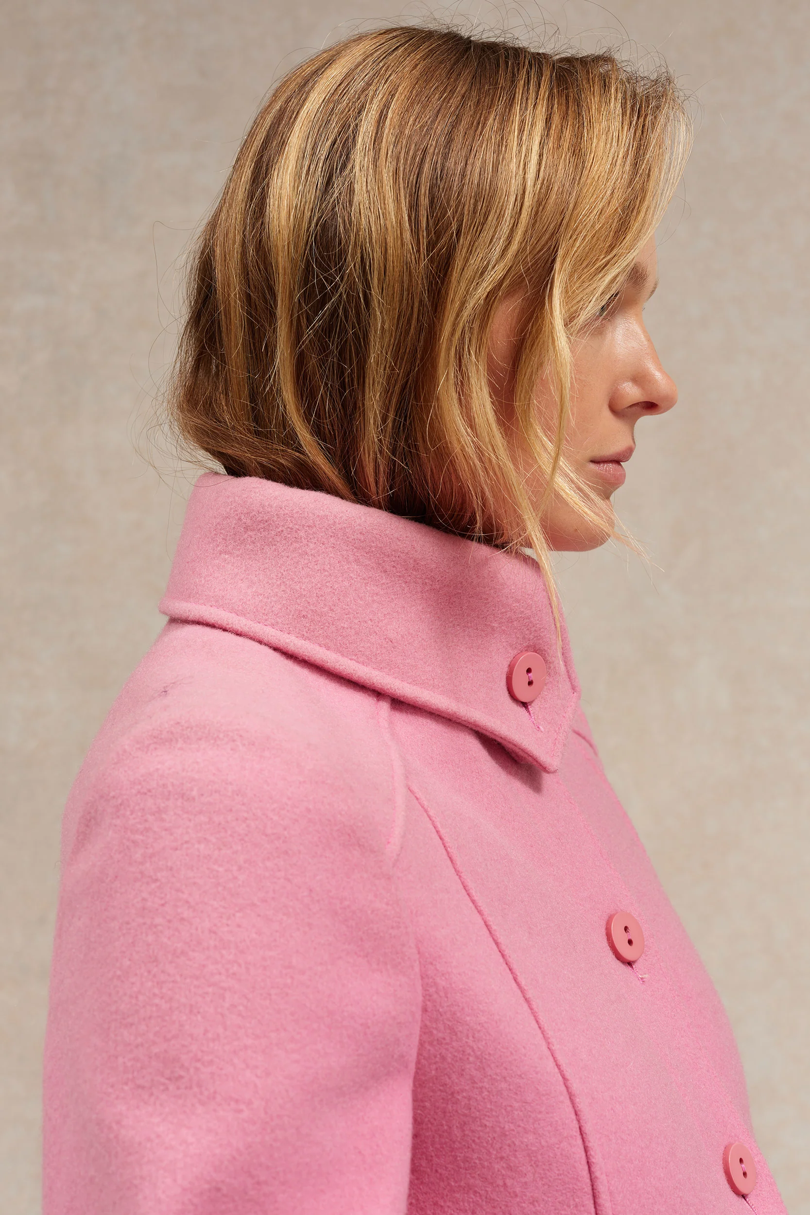 Manteau rose 1976 en laine et cachemire pour femme - Image 3