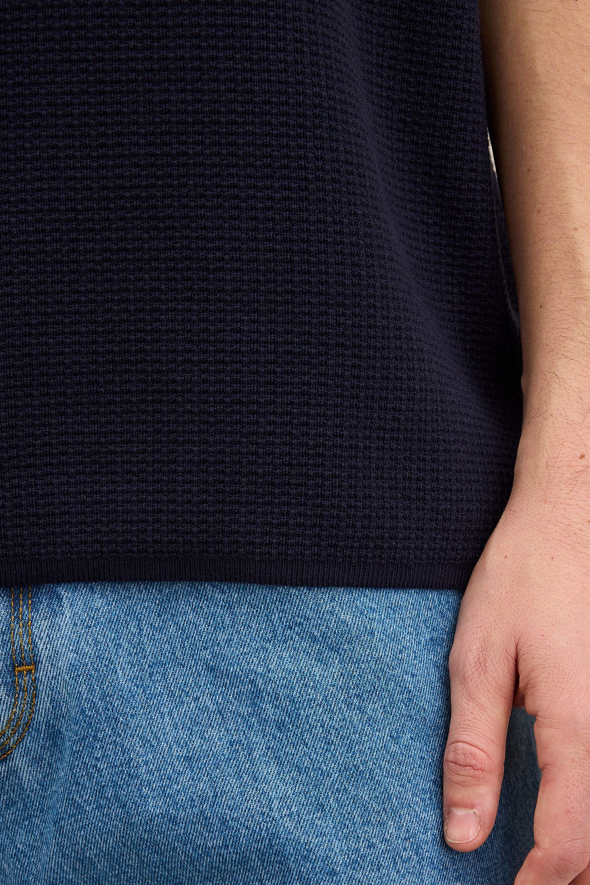 Polo en maille bleu marine pour homme - Image 3