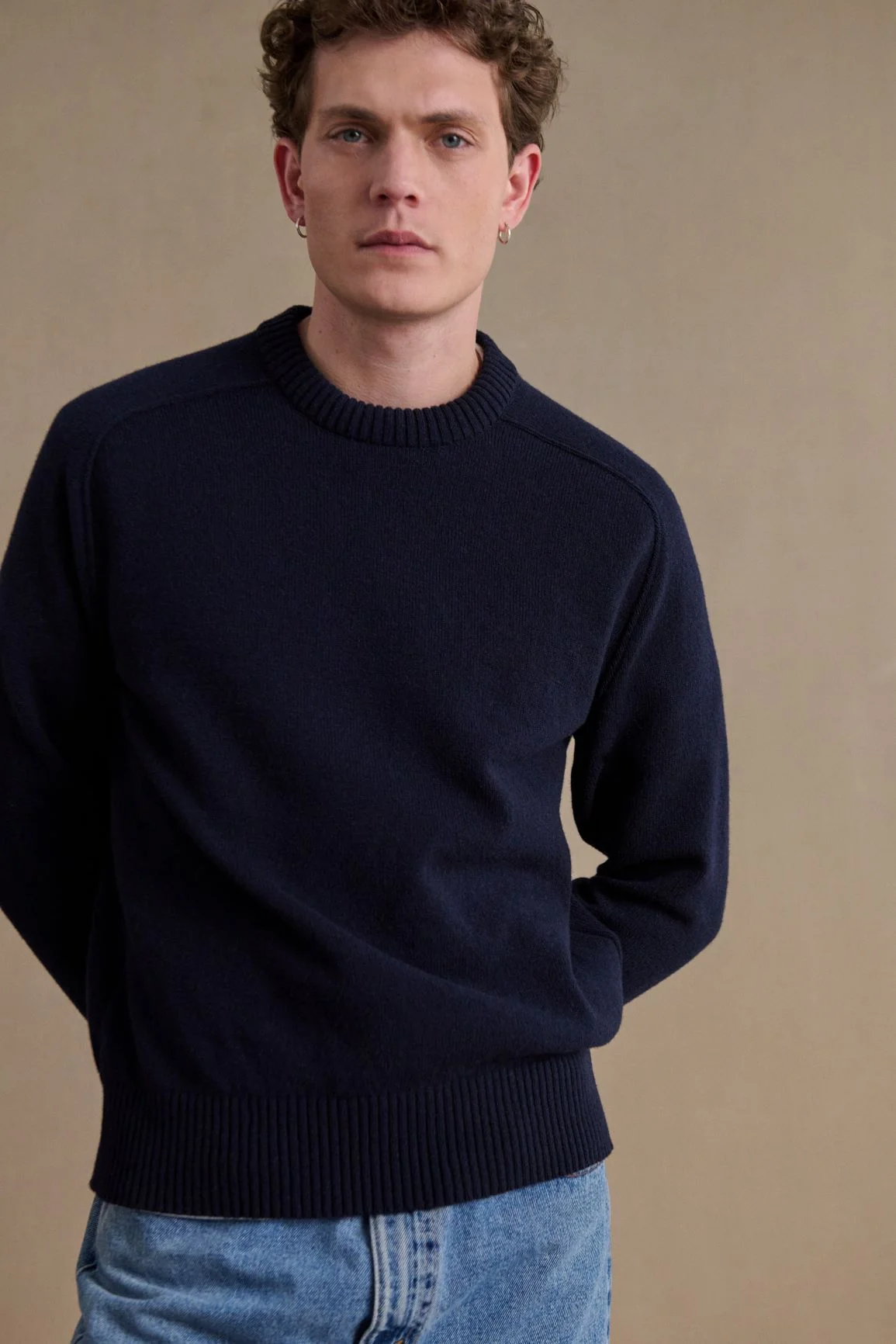 Pull homme col rond bleu marine - Image 3