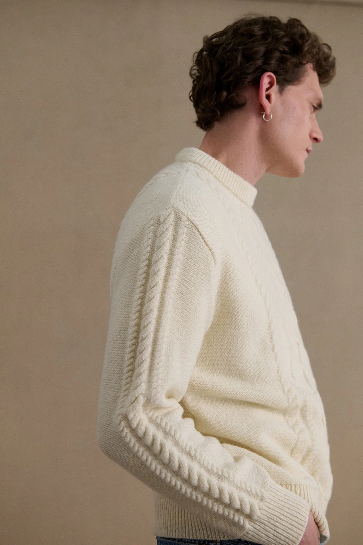 Pull irlandais écru pour homme - Image 3