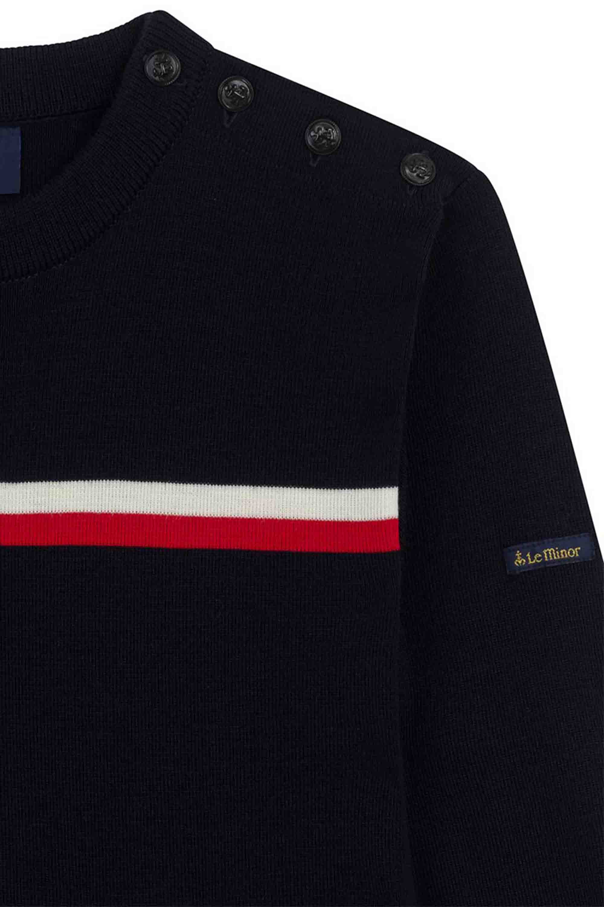 Pull Marin en laine mérinos bleu marine avec rayure pour Femme - Image 5