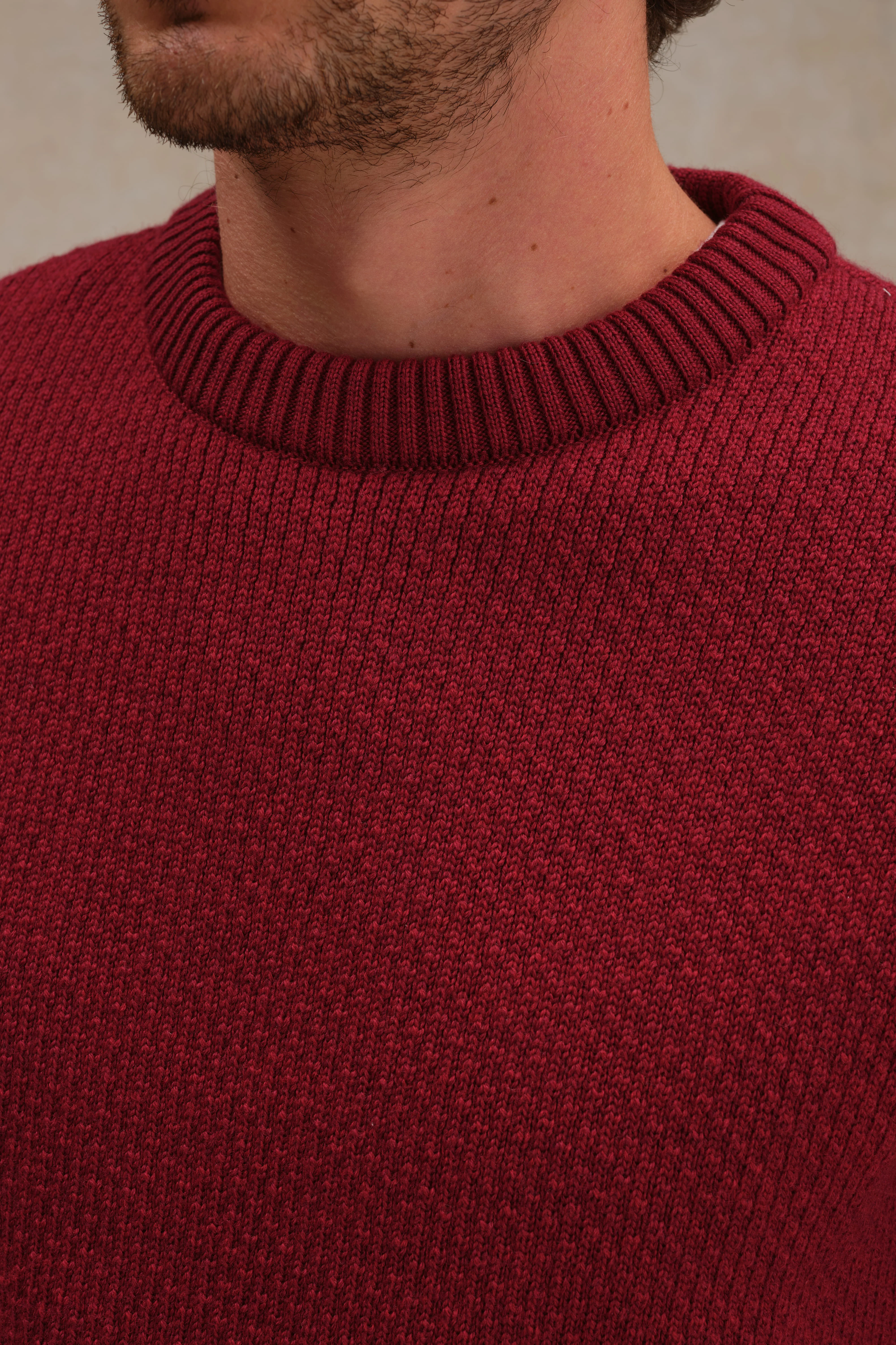 Pull col rond Norvégien bordeaux pour homme - Image 2