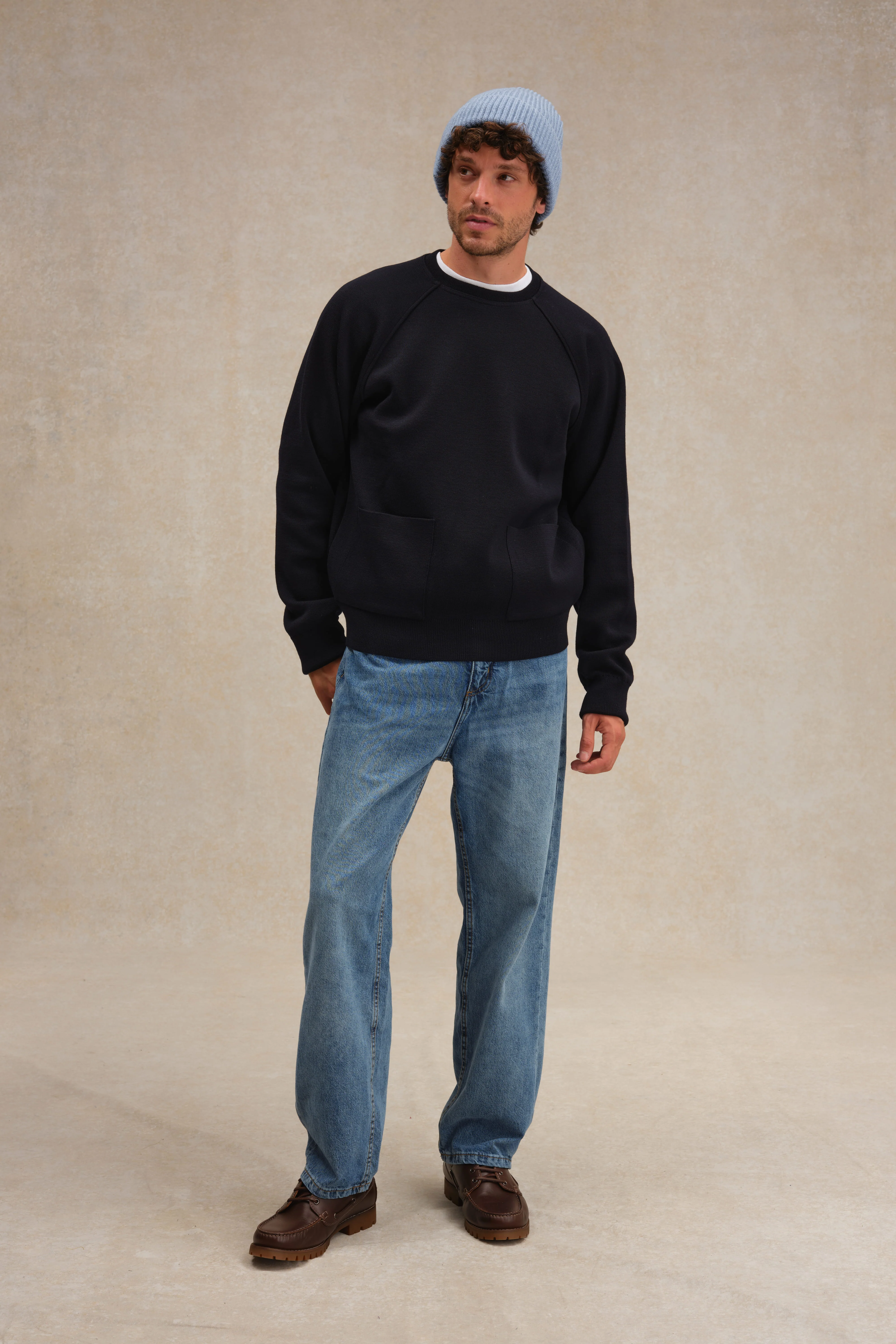 Sweatshirt bleu marine en maille milano - Image 3